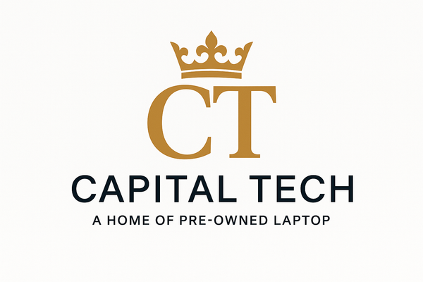 CAPITAL TECH SHOULD BE WRITTEN IN ONE LINE BELOW CAPITAL TECH 
    A  HOME OF PRE- OWNED LAPTOP SHOULD BE WRITTEN 
